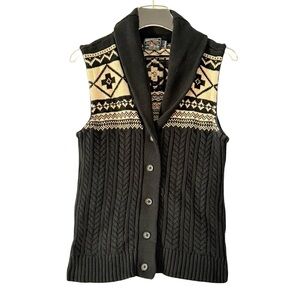 100% Cotton Knit Woven American Living Collared Button Down Sweater Vest Large